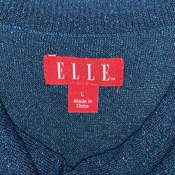 Elle Sparkly Dark Turquoise 3/4 Sleeve Blouse L - Picture 2 of 7